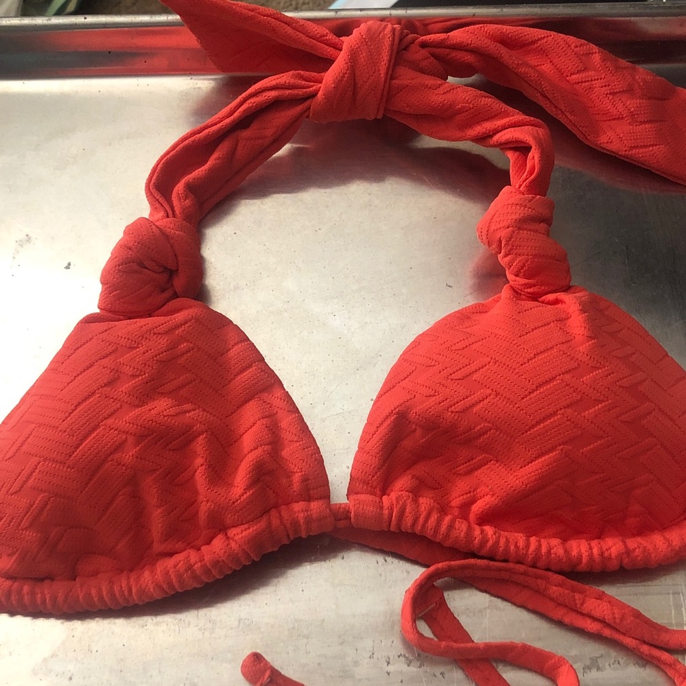 aerie coral Textured Halter Bikini Top